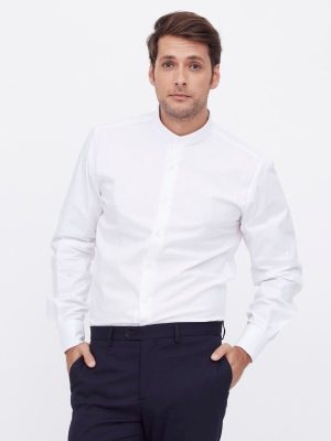 Camisa cuello mao slim fit unisex