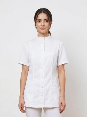 Bata cuello mao manga corta